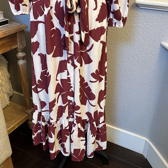 Zara Oyster White Floral Print MIDI Dress Size Small - Picture 4 of 8